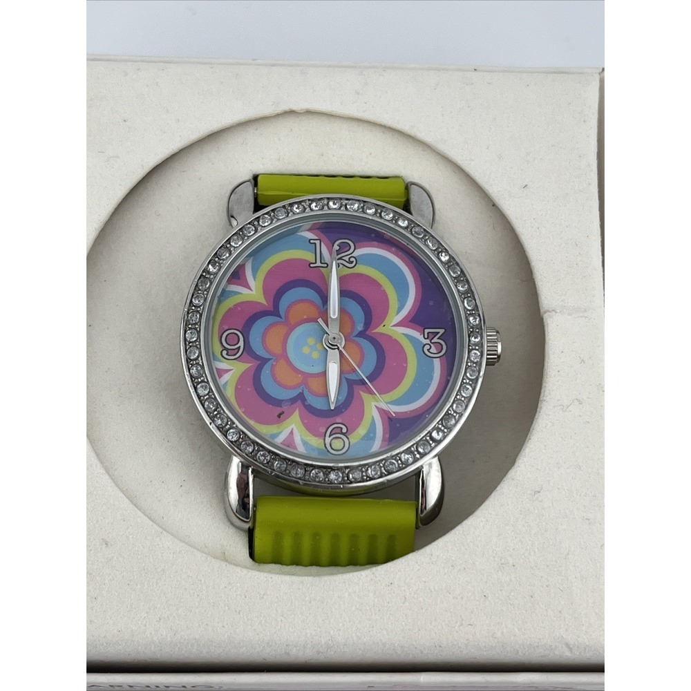Gap Kids‎ Charm Candy Flower Dial Watch Green Silicone Band- New Battery